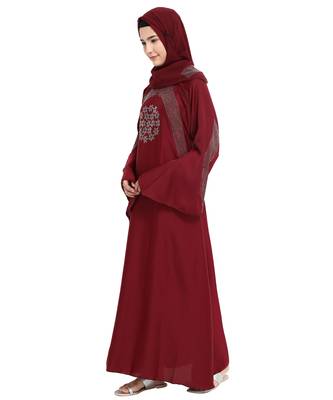 Maroon brasso nida abaya 4