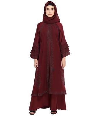 Maroon brasso nida abaya 1