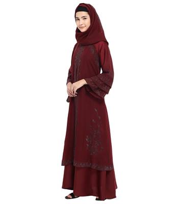 Maroon brasso nida abaya 3