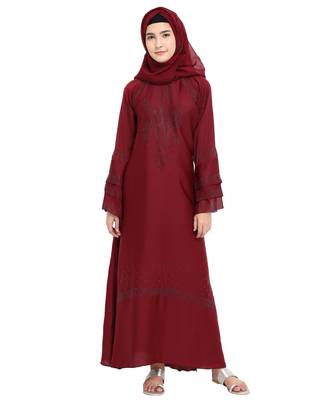 Maroon brasso nida abaya 1