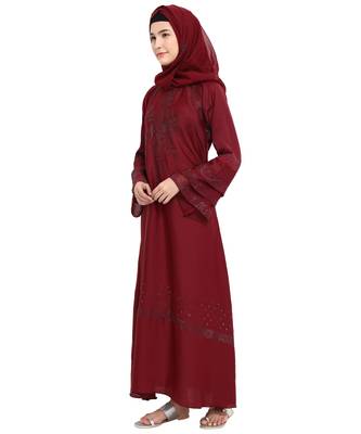 Maroon brasso nida abaya 3