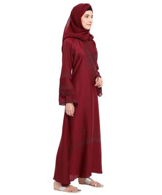Maroon brasso nida abaya 4