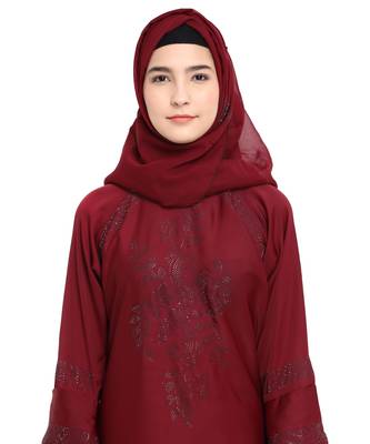 Maroon brasso nida abaya 5