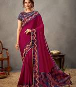 Magenta Embroidered Georgette Saree With Blouse