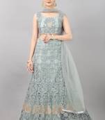 grey embroidered net lehenga-choli with dupatta
