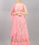 pink embroidered net lehenga-choli with dupatta