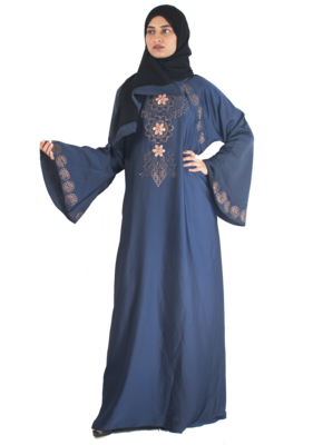 Blue brasso art silk abaya 1