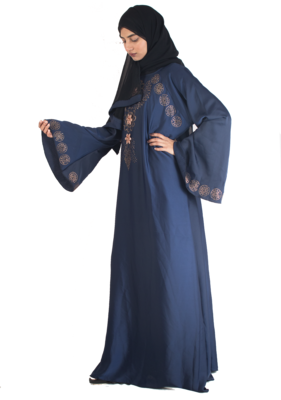 Blue brasso art silk abaya 2
