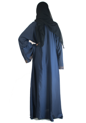Blue brasso art silk abaya 3
