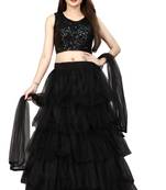 black embroidered net lehenga-choli with dupatta