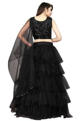 black embroidered net lehenga-choli with dupatta 2