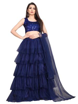 navy-blue embroidered net lehenga-choli with dupatta 1