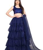 navy-blue embroidered net lehenga-choli with dupatta