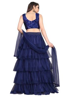 navy-blue embroidered net lehenga-choli with dupatta 2