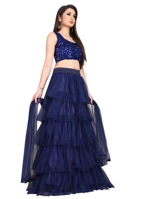 navy-blue embroidered net lehenga-choli with dupatta 3