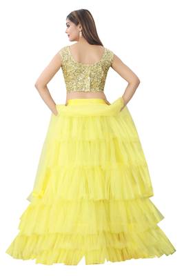 yellow embroidered net lehenga-choli with dupatta 2
