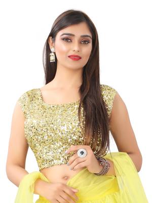 yellow embroidered net lehenga-choli with dupatta 4