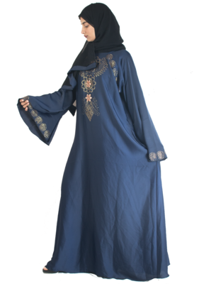 Blue brasso art silk abaya 4