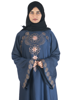 Blue brasso art silk abaya 5