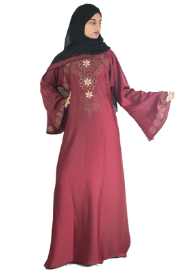 Maroon brasso art silk abaya 1