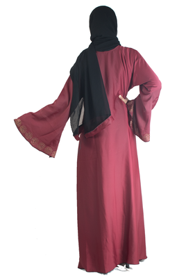 Maroon brasso art silk abaya 3