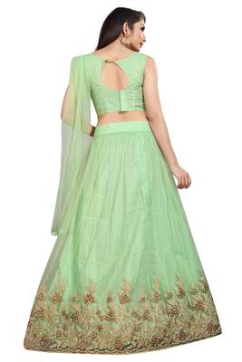 green embroidered net lehenga-choli with dupatta 2