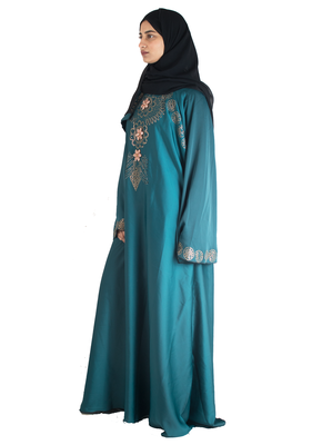 Green brasso art silk abaya 2