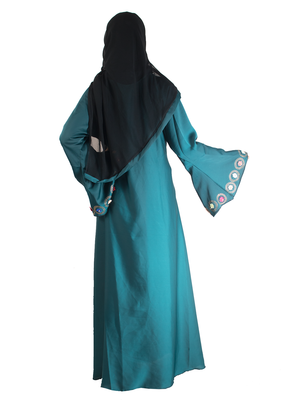Green brasso art silk abaya 3