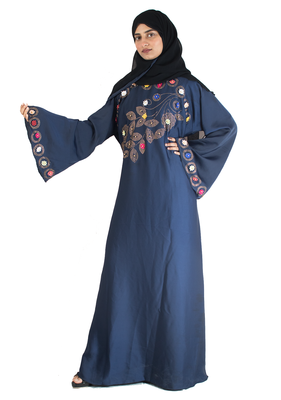 Blue brasso art silk abaya 1