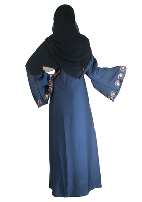 Blue brasso art silk abaya 3