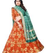 orange embroidered jacquard lehenga-choli with dupatta