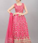 pink embroidered net lehenga-choli with dupatta