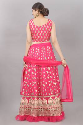 pink embroidered net lehenga-choli with dupatta 2
