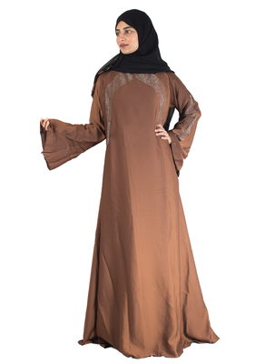 Brown brasso art silk abaya 1