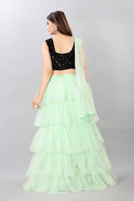 green embroidered net lehenga-choli with dupatta 2