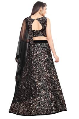 brown embroidered velvet lehenga-choli with dupatta 2