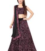 pink embroidered velvet lehenga-choli with dupatta