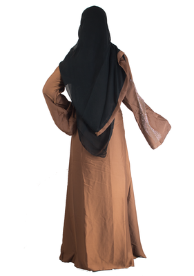 Brown brasso art silk abaya 3