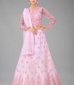 pink embroidered net lehenga-choli with dupatta
