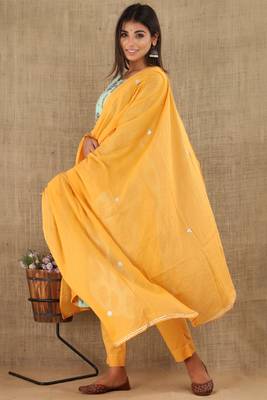 Sea-green printed cotton ethnic-kurtis 3