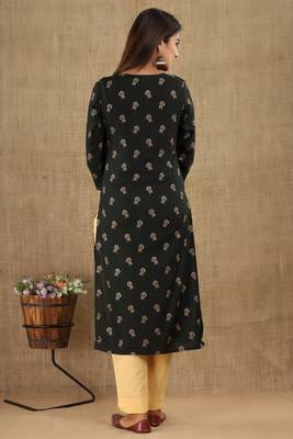 Green printed cotton ethnic-kurtis 2