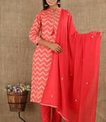 Pink printed cotton ethnic-kurtis
