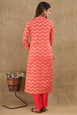 Pink printed cotton ethnic-kurtis 2