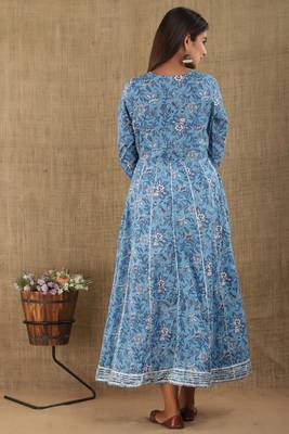 Blue printed cotton ethnic-kurtis 2