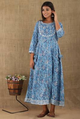 Blue printed cotton ethnic-kurtis 4