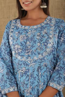 Blue printed cotton ethnic-kurtis 5