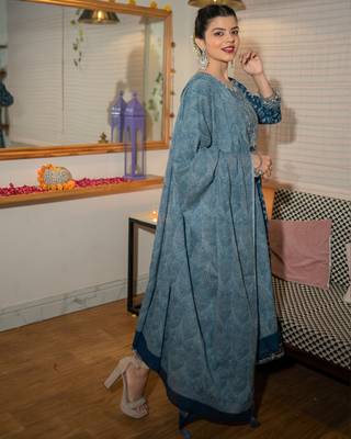 Blue embroidered cotton ethnic-kurtis 3
