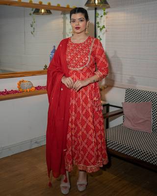 Red embroidered cotton ethnic-kurtis 1