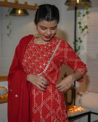 Red embroidered cotton ethnic-kurtis 4