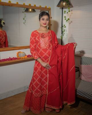 Red embroidered cotton ethnic-kurtis 1